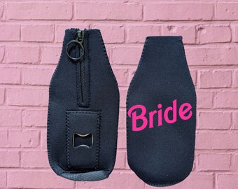 Monogrammed Neoprene Bottle Insulator with Opener: Personalized Beer Cozy