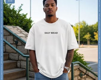 Daily Bread Christian Tee, Minimalist Scripture Apparel