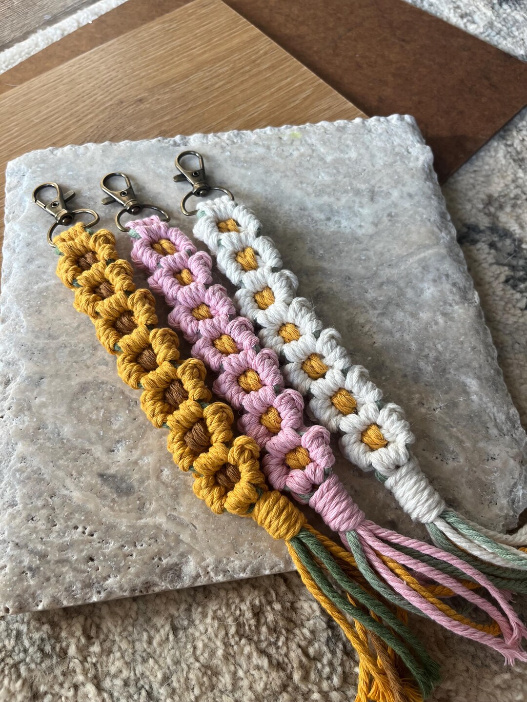 Handmade Macrame Flower Keychains – Boho Chic & Eco-friendly ...