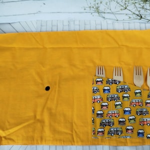 Mantel individual para guardar cubiertos, almacenamiento de cubiertos portátil ideal para comer al aire libre.