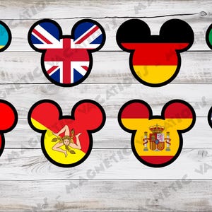 Mickey Mouse Head Magnet: International Flags - Custom Country Available