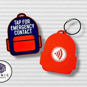 Ready to Ship - NFC Emergency Contact Keychain: 3D Printed Kids Backpack Tag, No Name