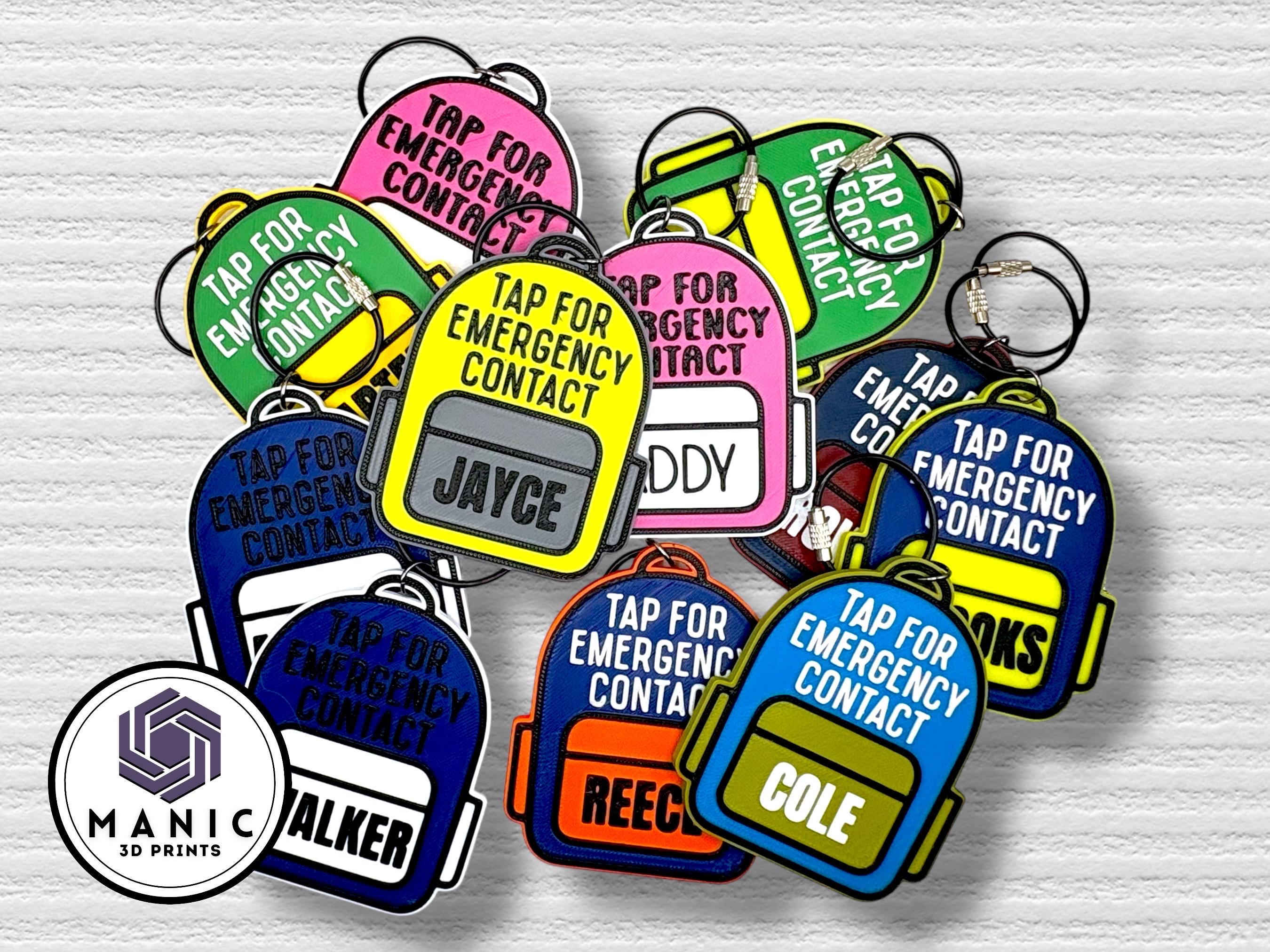 NFC Emergency Contact Keychain: 3D Printed Kids Backpack Tag - Etsy