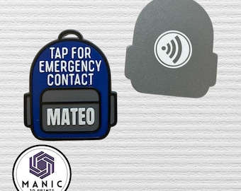 Personalized NFC Emergency Contact Keychain: 3D Printed Kids Backpack Tag
