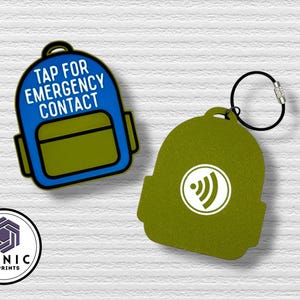 Ready to Ship - NFC Emergency Contact Keychain: 3D Printed Kids Backpack Tag, No Name