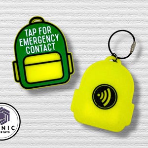 NFC Emergency Contact Keychain: 3D Printed Kids Backpack Tag