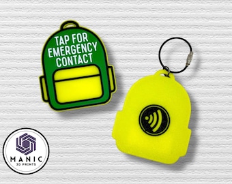 NFC Emergency Contact Keychain: 3D Printed Kids Backpack Tag