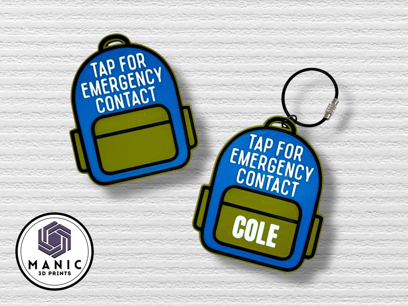 NFC Emergency Contact Keychain: 3D Printed Kids Backpack Tag - Etsy
