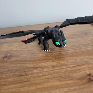3D Printed Black Dragon Figurine: Fantasy Decor Collectible