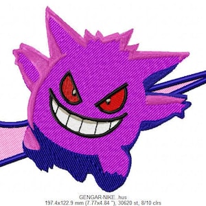 Pokemon Anime Design Digital File Gengar Gangar Nike Dst Csd Edr Exp Hus Inf Jef Pec Pes Shv Vip