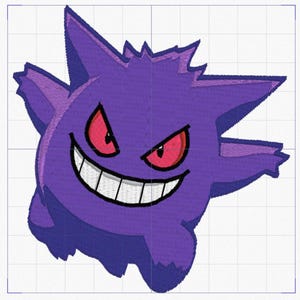 Pokemon Anime Design File Digitale DST Pes Hus Exp Vp3 Jef Pec Sew Vip Gengar