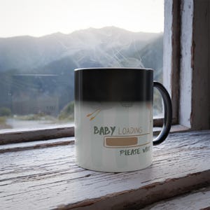 Baby Loading Color Changing Mug, Pregnancy Reveal Gift, Funny Stork Heat Sensitive Cup