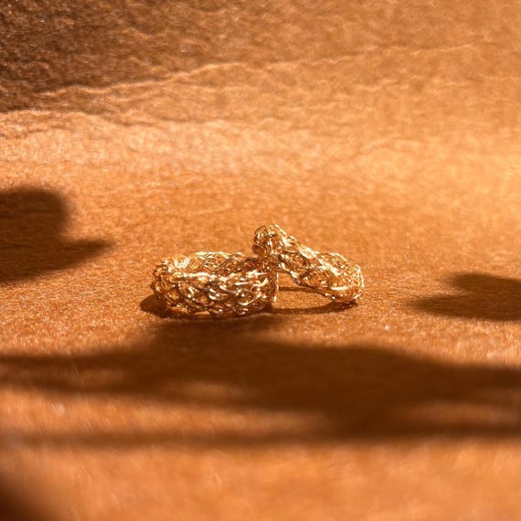 Hand-knitted 18k Gold-Plated Pinkie Ring: Croissant Style Mini Ring