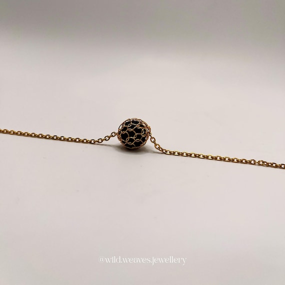 Gold Aromatherapy Ball Bracelet: 18k Gold Plated Lava Stone Charm, Essential Oil Diffuser Jewelry Gift for Her & Him