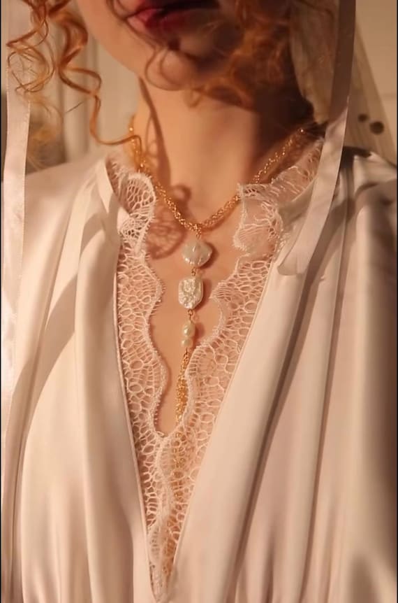 18k Gold Pearl Body Chain Choker: Boho Baroque Necklace, Layered Festival Harness Jewellery, Unique Wedding Accessory