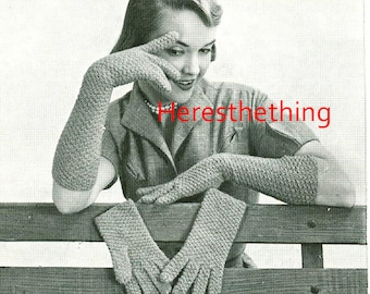 Vintage PDF Instructions for Women's Short and Long Gloves Small Medium and Large Immediate Download