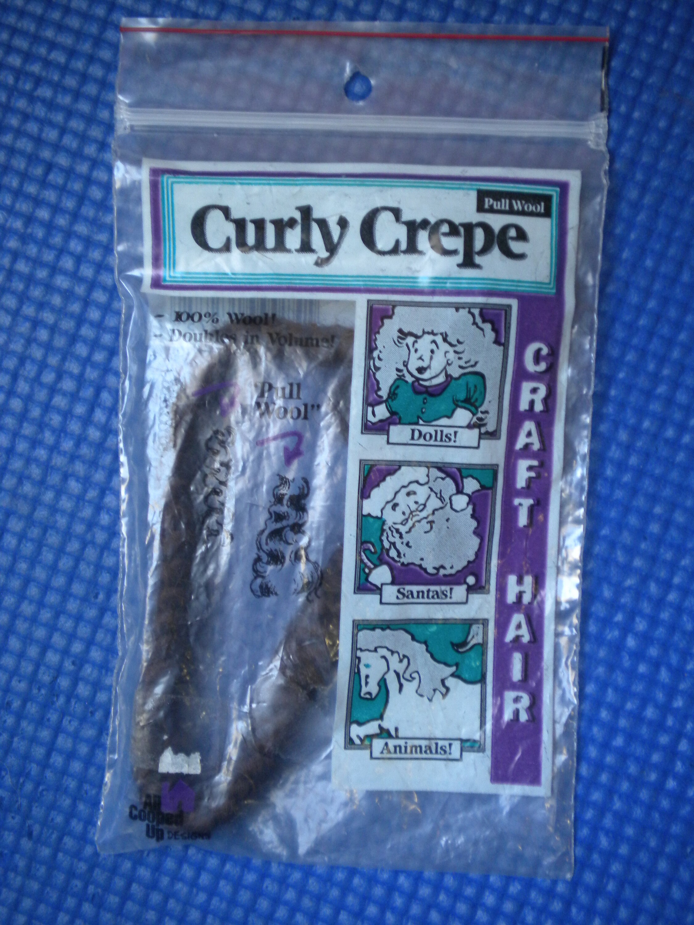 All Cooped Up Medium Brown Curly Crepe 100/% Wool Doll Hair