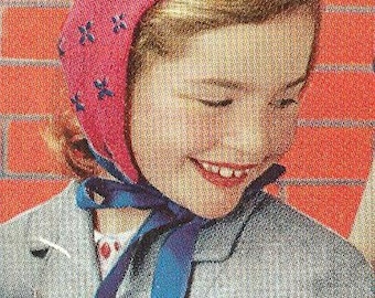 Vintage Pattern Girl's Knitted Bonnet or Winter Hat PDF Instructions Digital Download