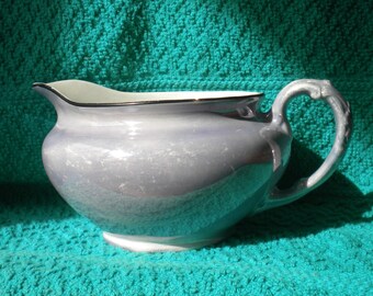 Antique Creamer Pitcher Johnson Brothers England China Blue with Black Trim