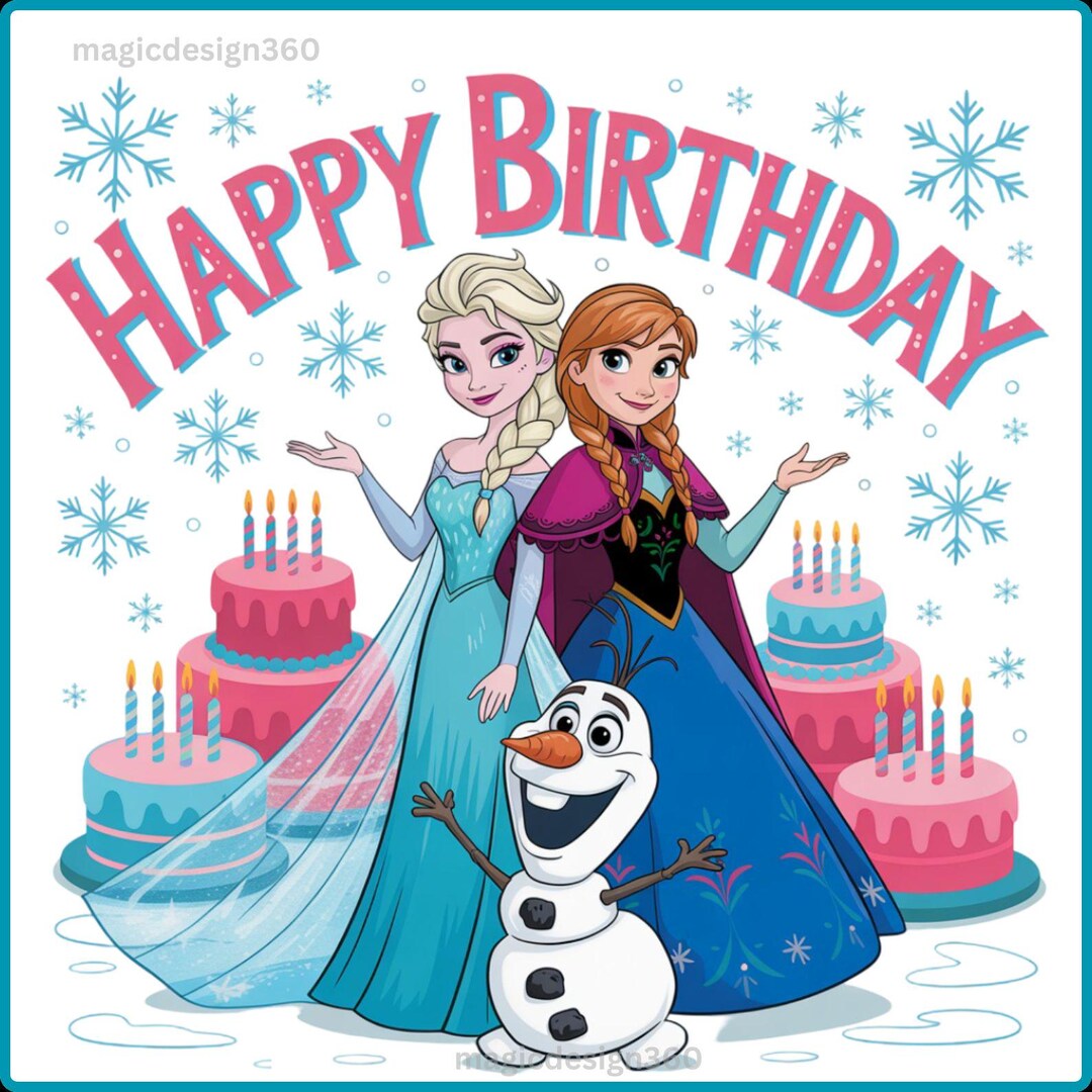 4 PNG Anna and Elsa Clipart, Frozen Princess, Olaf, Happy Birthday ...