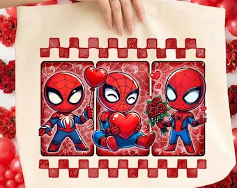 Superhero Valentine PNG, Cute Kids Cartoon Spider Valentine Shirt Design, Baby Superhero PNG, Valentines Day Cartoon PNG, Valentine Gift