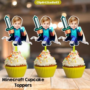 Personalized Diamond Sword Cupcake Toppers: Gamer Birthday Party Decor (PDF Download