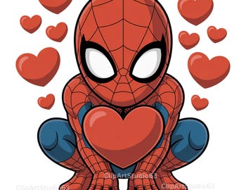 Valentine Spider Png, Spider Valentine Png, Cute Baby Superhero Png, Superhero Valentines Png, Valentine Cartoon Png, Valentine Couple Png