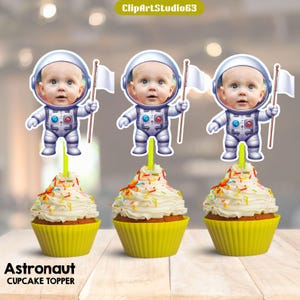Astronaut Personalized Face Cupcake Toppers | Astronaut Baby Cupcake Topper | Astronaut Toppers | Astronaut Custom Cupcake Topper