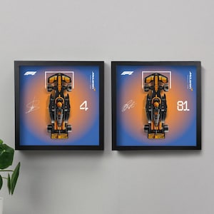 3 Sets of F1 McLaren Race Car Digital Artwork, Formula One Speed Champions Compatible, Display Frame Background Formula 1