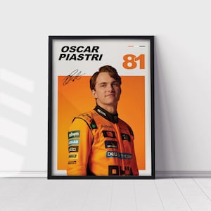 Oscar Piastri Mclaren Anzug Poster, Mclaren F1 Minimalist, Oscar Piastri Portrait Druck Kunst, Geschenk Poster, Formel 1 Poster.