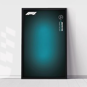 Mercedes Note F1 Poster, Lego Technik kompatibel, Poster für Wallboard, Formel 1 Wandkunst, F1 Digitaldruck, minimalistisches F1 Formel 1 Poster
