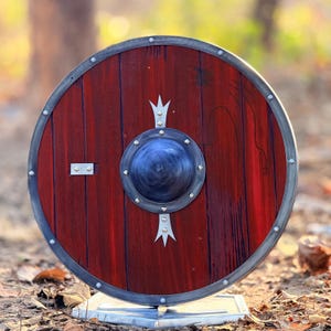 Wooden Viking Shield | Authentic Ragnar Lothbrok Battleworn Shield for Medieval Decor & Norse Warrior Collection