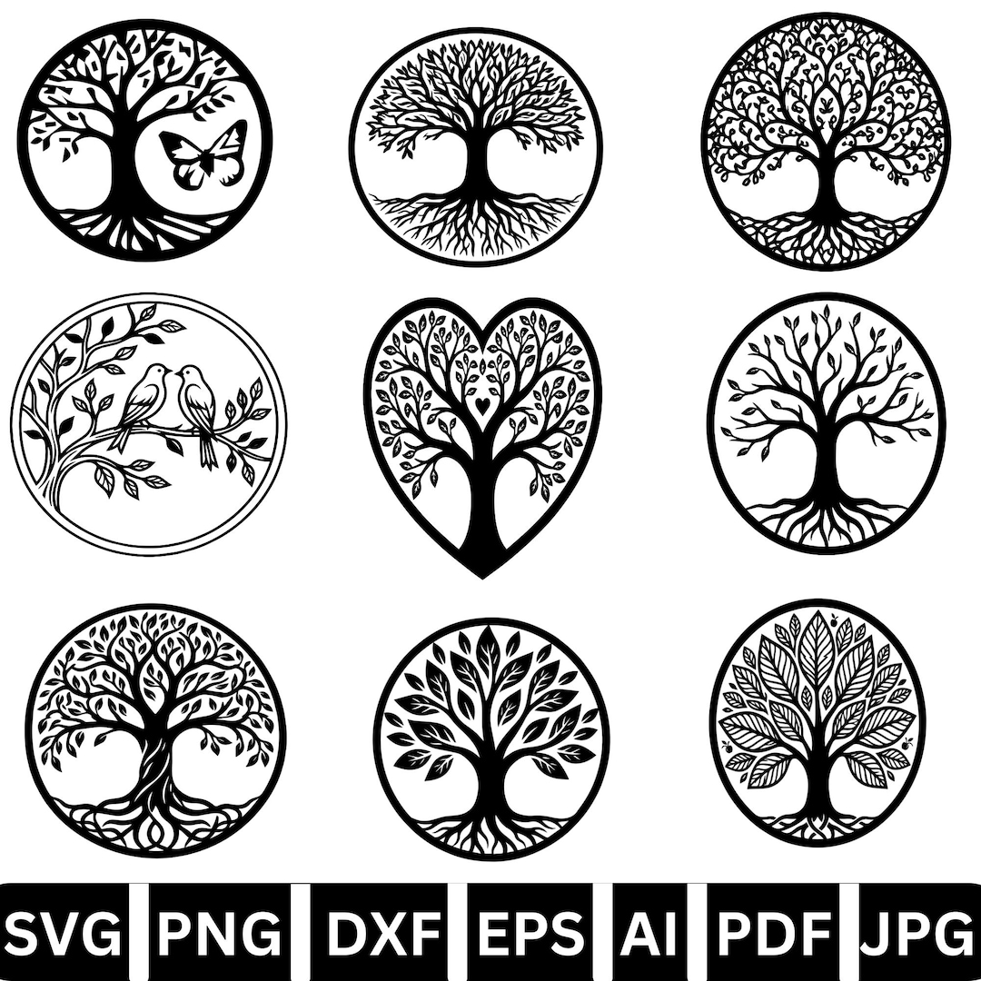 Tree SVG Bundle | Tree of Life Svg | Family Tree Svg | Laser Cut Tree ...