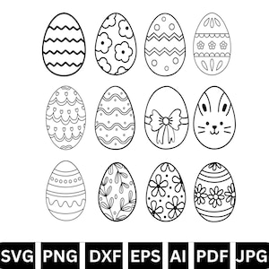 Archivos SVG de paquete de huevos de Pascua, archivos de corte de Pascua 2025, archivos vectoriales de silueta de huevo de Pascua, vector de feliz Pascua, lindo clip art de huevo de Pascua