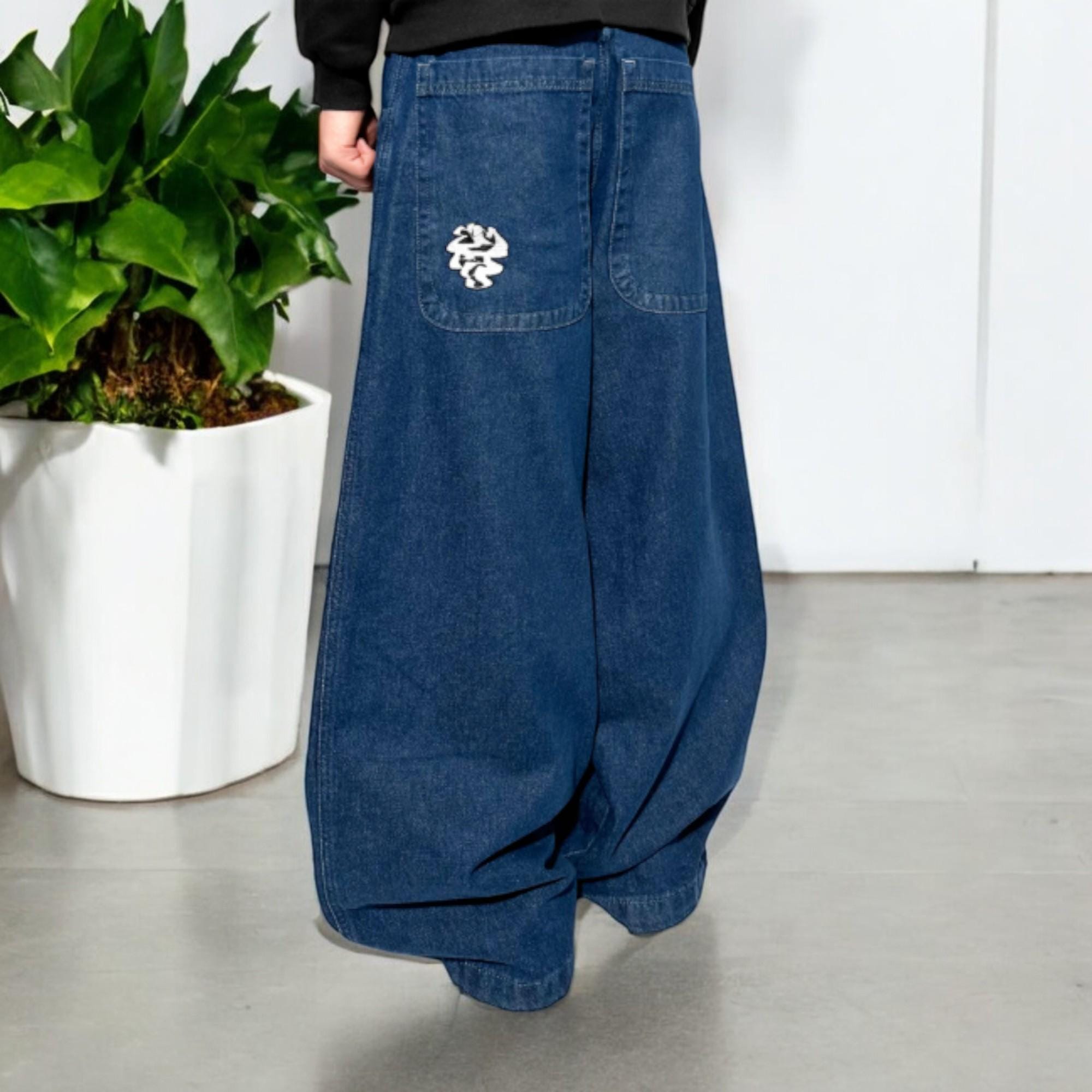thumbnail image 2 of Men's Baggy Denim Jeans – Loose Fit Hip-Hop & Skateboard Pants With Zipper Fly 2 of 5