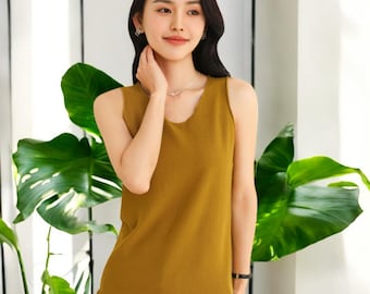 Knit Sleeveless Tank Top, Soft V-Neck Blouse, Women's Summer Knit Top, Casual Breathable Tank, Elegant Lightweight Vest for Office & Outings