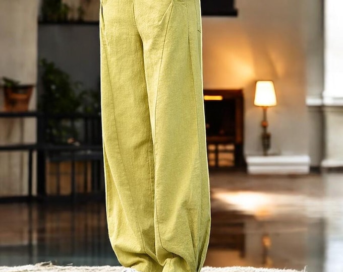 Linen and Cotton  Pants for Women, Loose Fit Trousers, Breathable & Lightweight, Casual Minimalist Clothing for Comfortable Everyday Wear