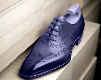 Handmade Luxury Oxford Shoes | Genuine Leather Wingtip Brogues | Custom Formal Dress Shoes