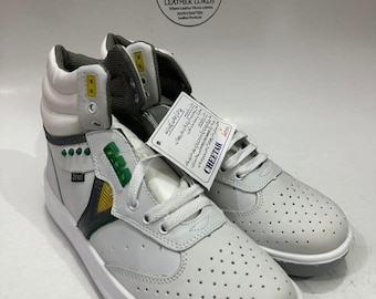 Servis Cheetah White Leather High Top Sneakers – Men's Athletic Boots