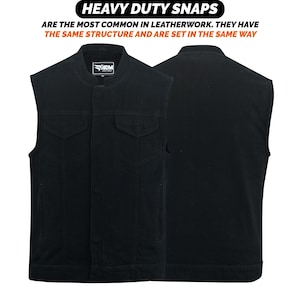 Men&#39;s Motorcycle Vest |Sleeveless Biker Riding Jacket Band Collar |Club Style Cut Off Vest with Concealed Carry Pockets SOA Denim Vest