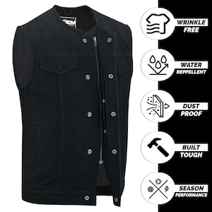 Men&#39;s Denim SOA Motorcycle Biker Vest |Club Style Cut Off Vest with Concealed Carry Pockets | Sleeveless Biker Riding Jacket Gift for him