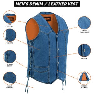 Motorcycle Denim Biker Vest Club Style,Jean Rider Vest, Gift for Bikers,Cut Off Vest with Concealed Carry Pockets/ Biker Fashion Accessories