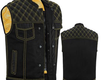 Chaleco de motociclista estilo occidental de cuero desgastado para hombre / Ropa de motociclista sin mangas