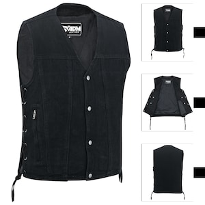 Denim Biker Vest,Motorcycle Club Style,Jean Rider Vest,Gift for Bikers,Cut Off Vest with Concealed Carry Pockets/ Biker Fashion Accessories