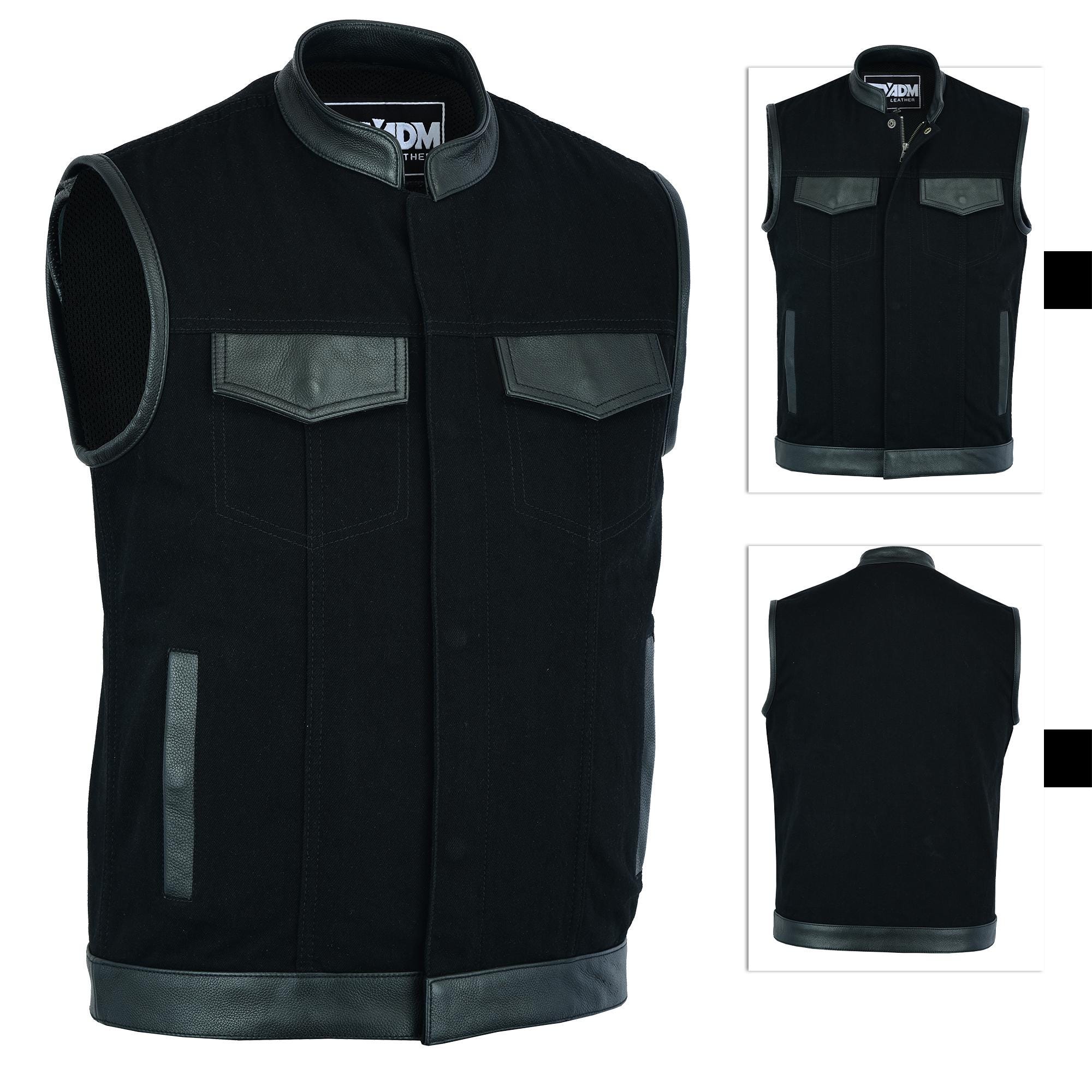 Club Vest SOA Gilet Da Motociclista Da Uomo, In Pelle, Con