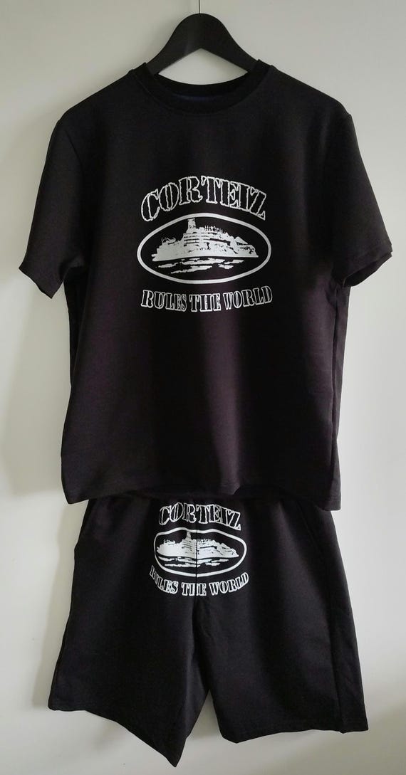 High Quality Black Cortiez Logo T Shirt and Shorts Set( Regular
