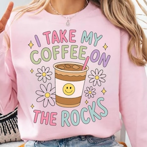 I Take My Coffee On The Rocks PNG | Trendy PNG | Popular PNG | Cute Iced Coffee Png | Coffee Addict Sticker Design | Daisy Png | Iced Coffee