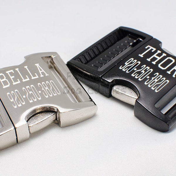 Personalized engraved Dog Collar Buckle, metal ID buckle, quick clip