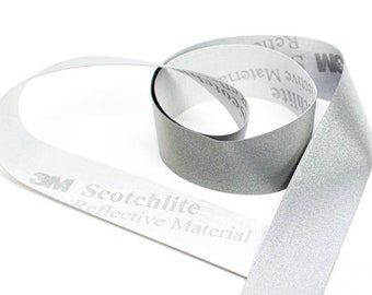 1/2 Inch or 1 inch Reflective Tape Fabric - Sew On - Scotchlite 8910- by the yard