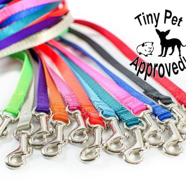 3/8" Cat, Rabbit, Ferret, Guinea Pig, Small Pet, Teacup Dog Leashes - many colors and lengths
